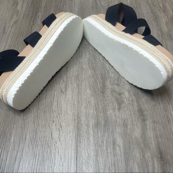 AQUA Women's Black/White Stretch Strappy Platform Espadrille Tali Sandals sz 10 - Picture 7 of 7
